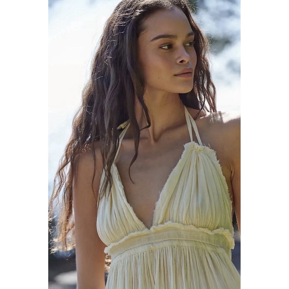 Free People 100 Degrees Of Shine Mini Dress Mesh Sleeveless Ruched Size Large - Picture 2 of 12